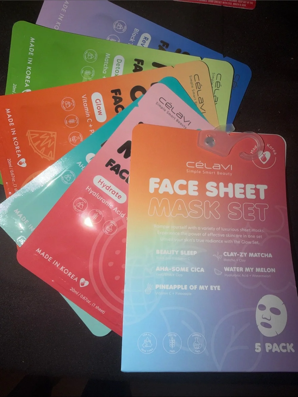 Célavi Face Sheet Mask 5 pc Set - Multicolor
